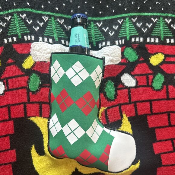 Well Worn Holiday Sweater Men’s Large Ugly Christmas With Beer Coozy Stocking - Picture 8 of 10